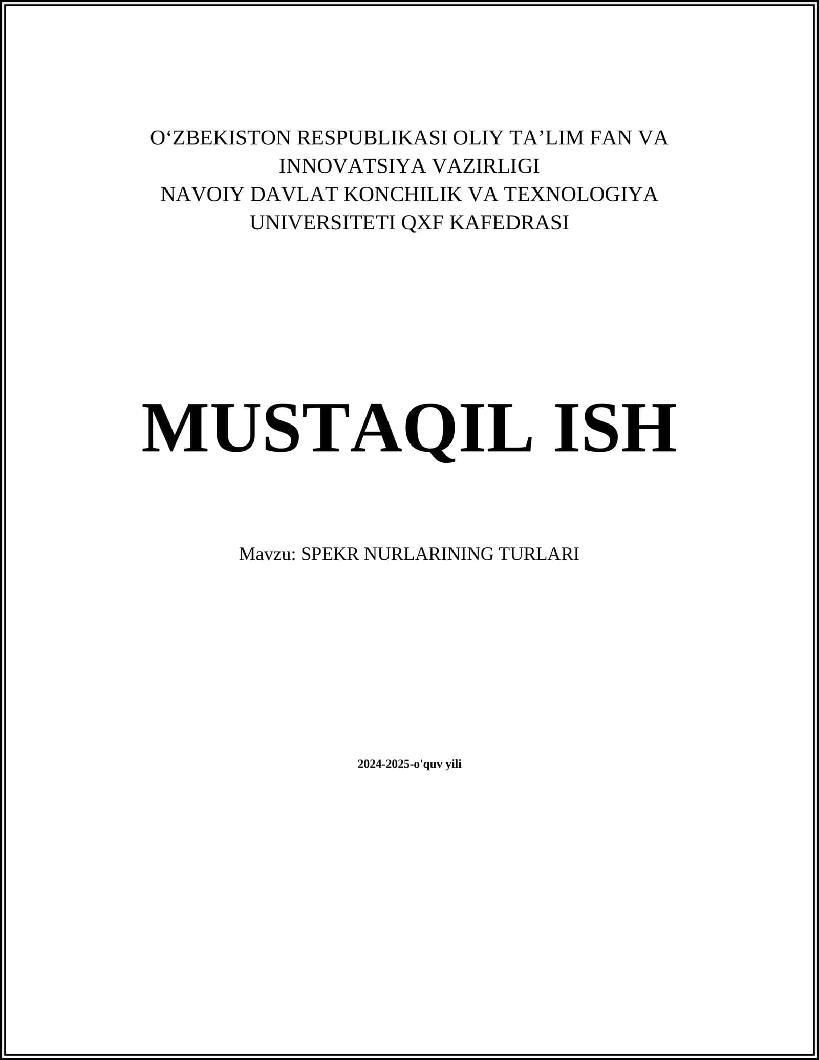 SPEKR NURLARINING TURLARI