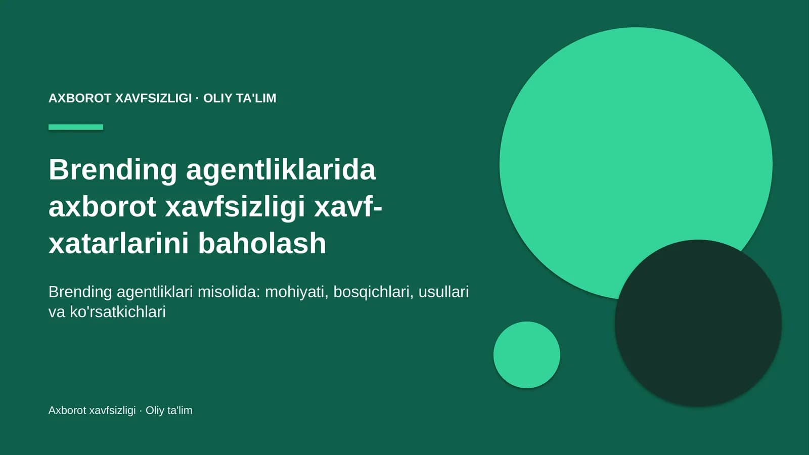 Axborot xavfsizligi · Oliy ta'lim