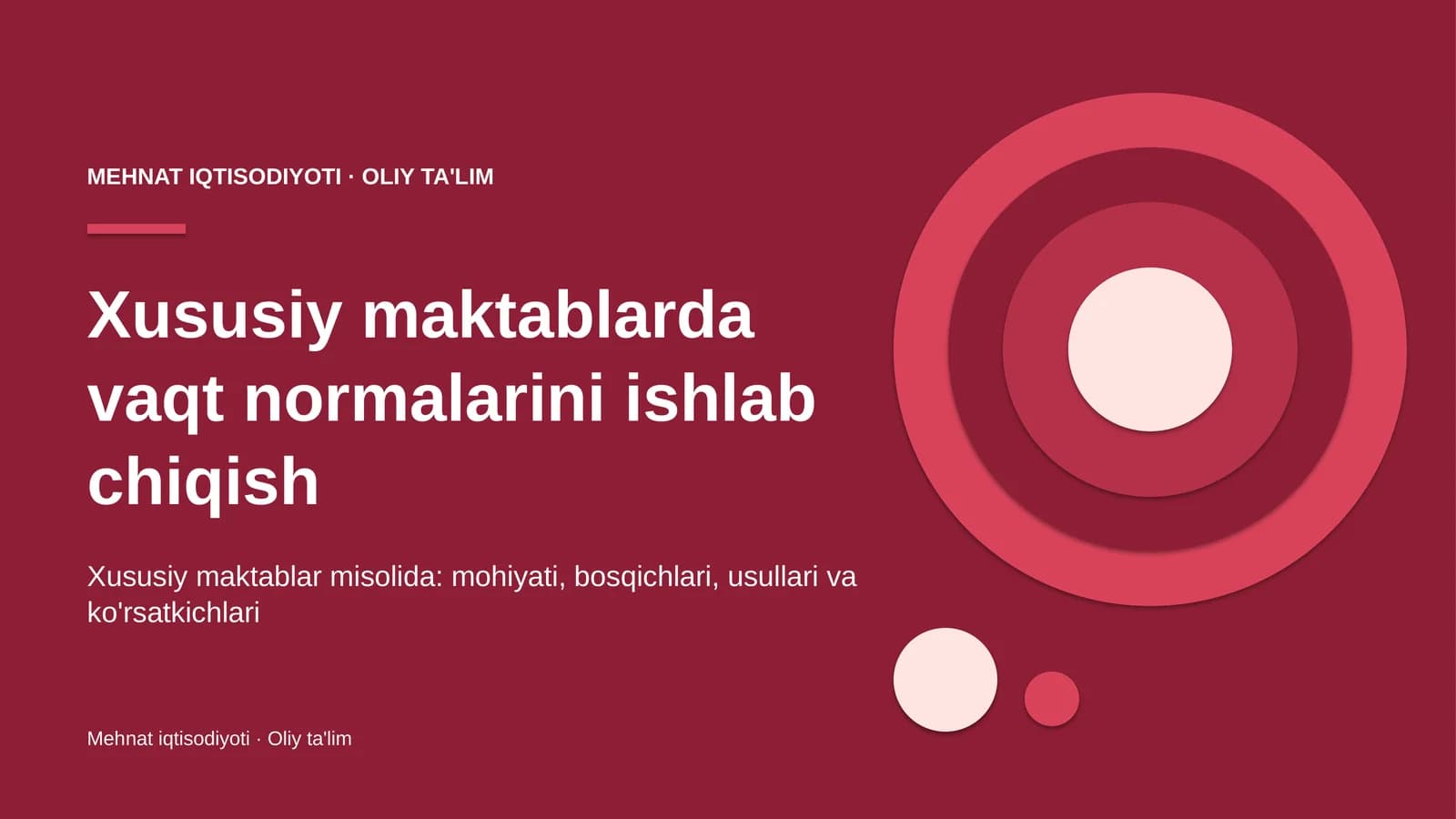 [Xususiy maktablarda vaqt normalarini ishlab chiqish]