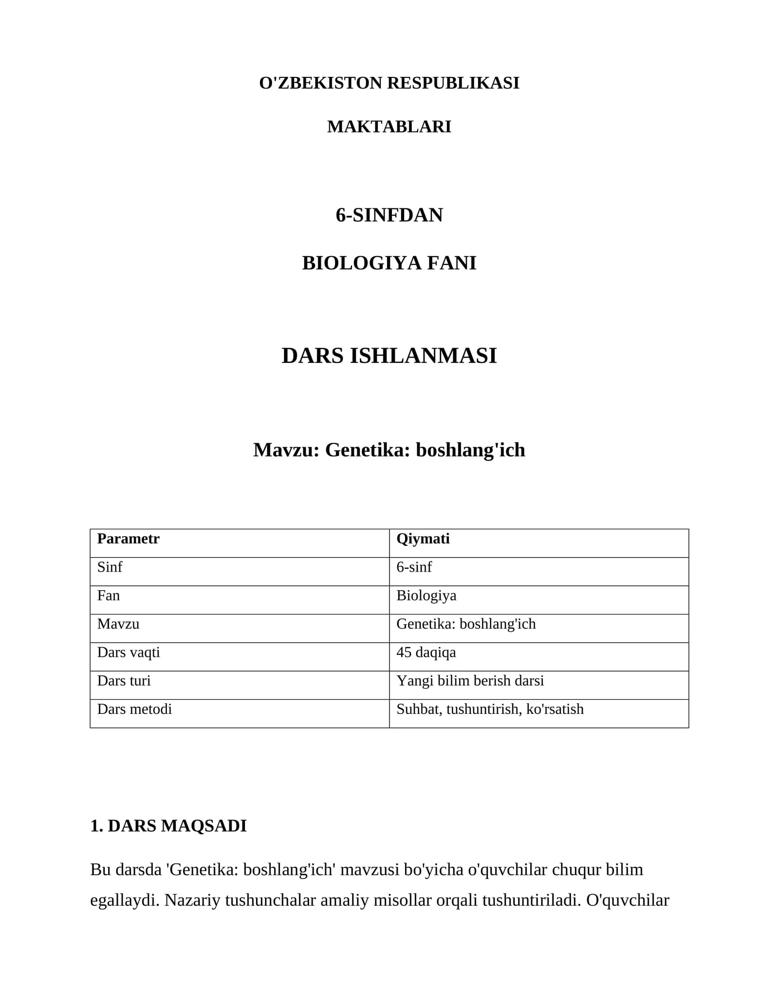 Genetika: boshlang'ich