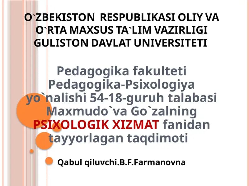 PSIXOLOGIK XIZMAT
