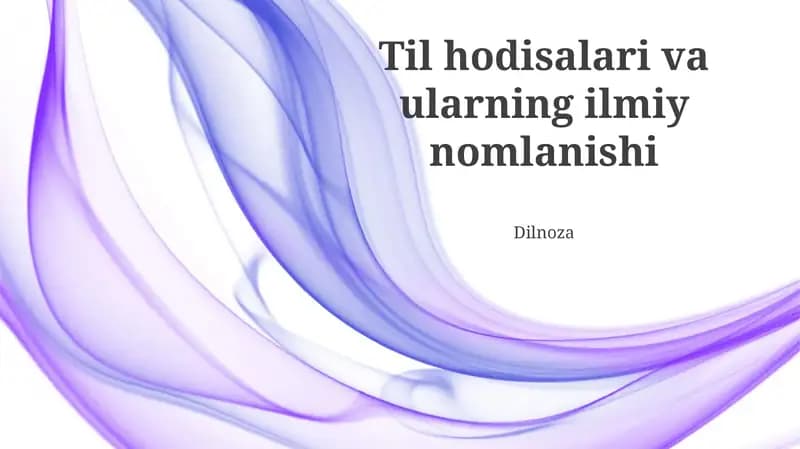 Til hodisalari va ularning ilmiy nomlanishi