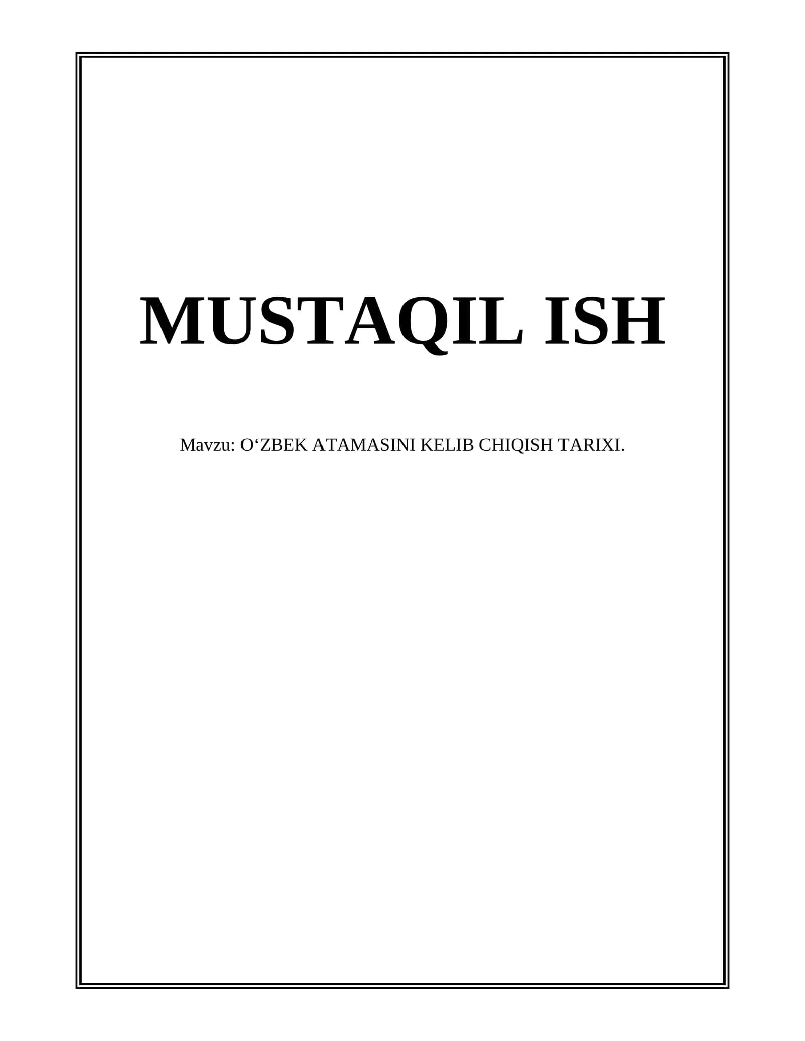 OʻZBEK ATAMASINI KELIB CHIQISH TARIXI