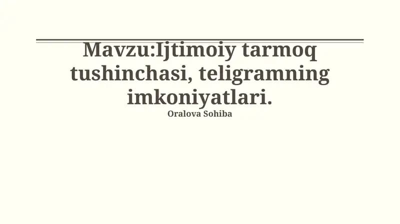 Telegramning imkoniyatlari