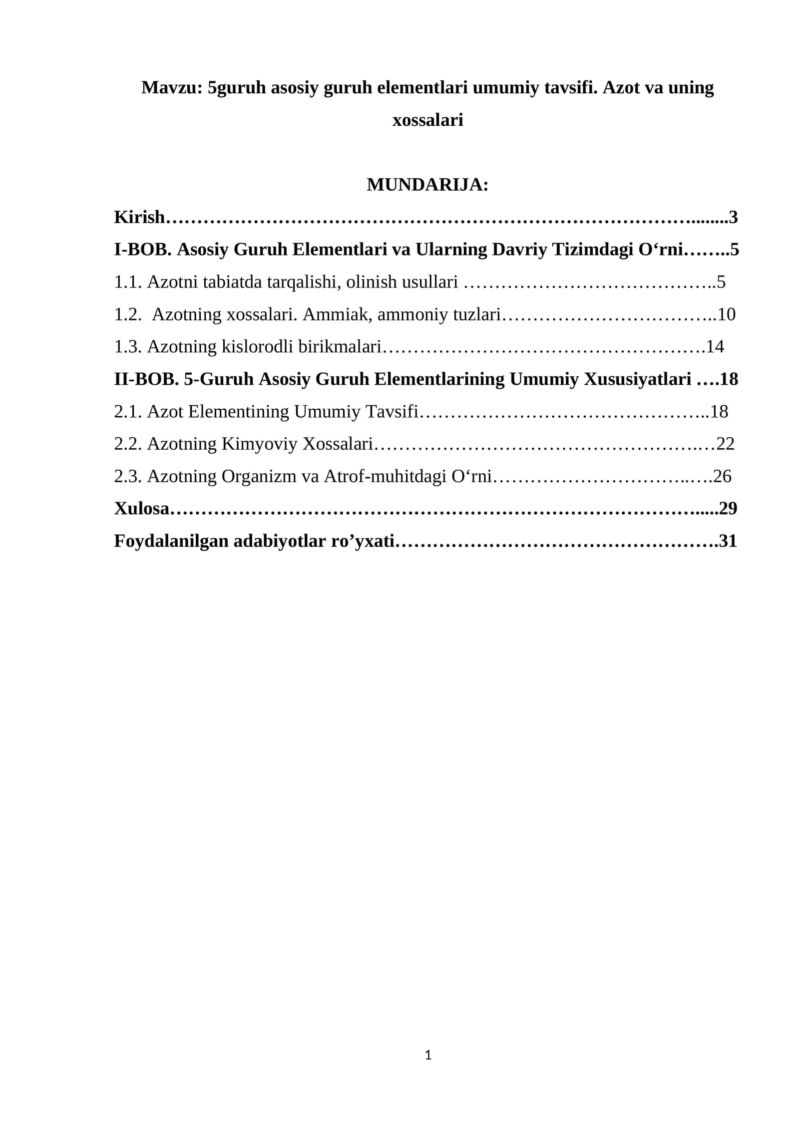 5-Guruh Asosiy Guruh Elementlari