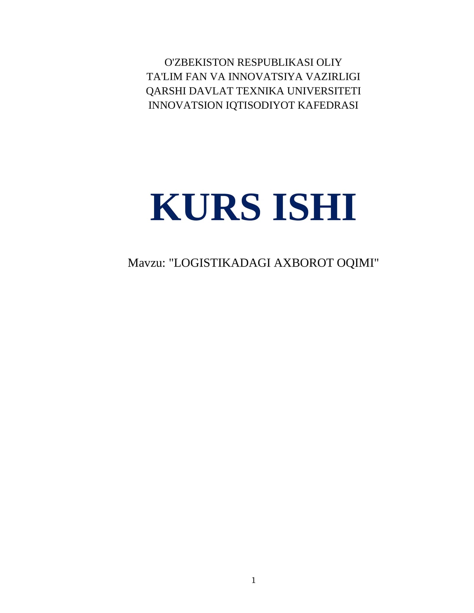 LOGISTIKADAGI AXBOROT OQIMI