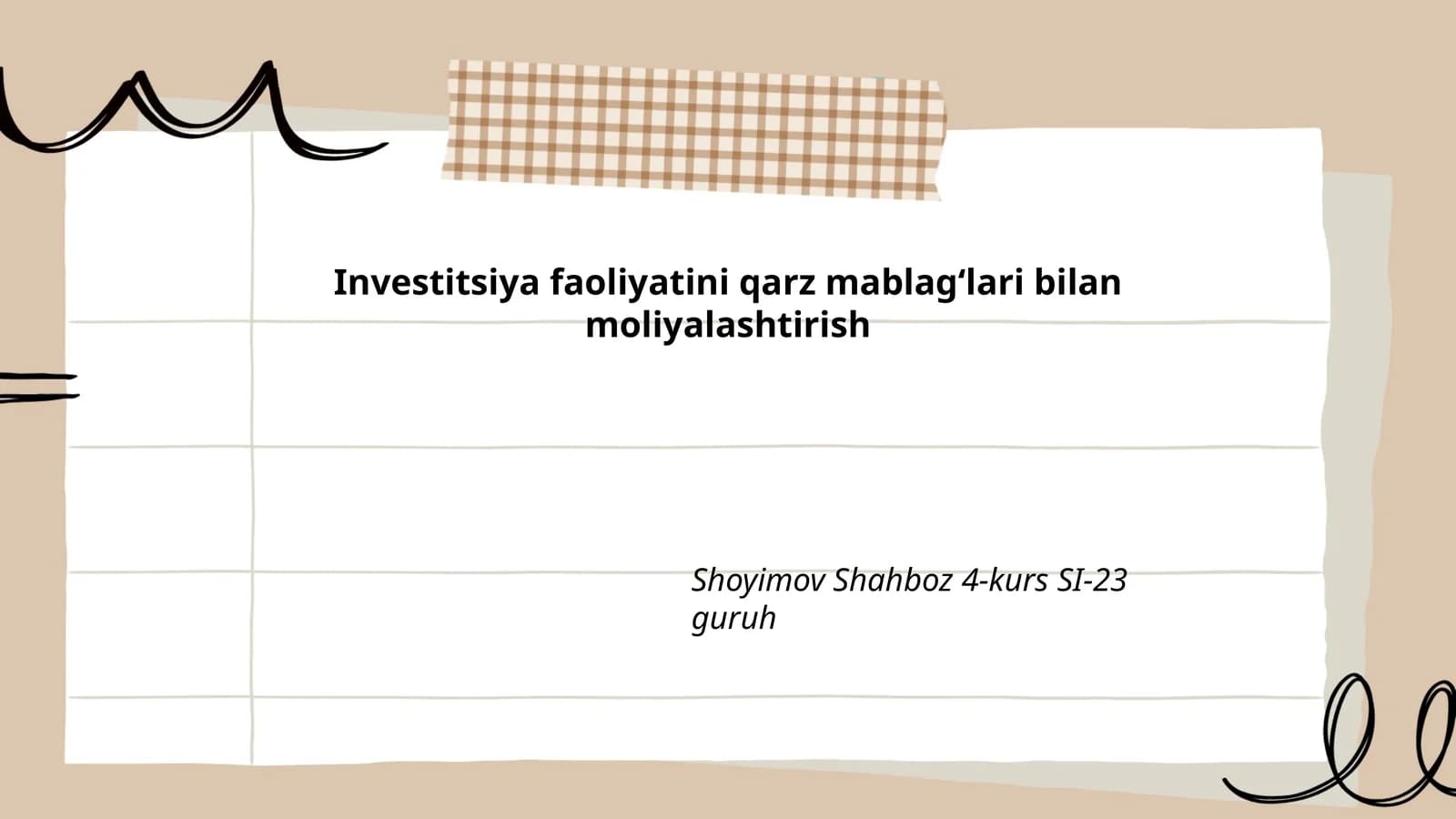 Investitsiya faoliyatini qarz mablagʻlari bilan moliyalashtirish