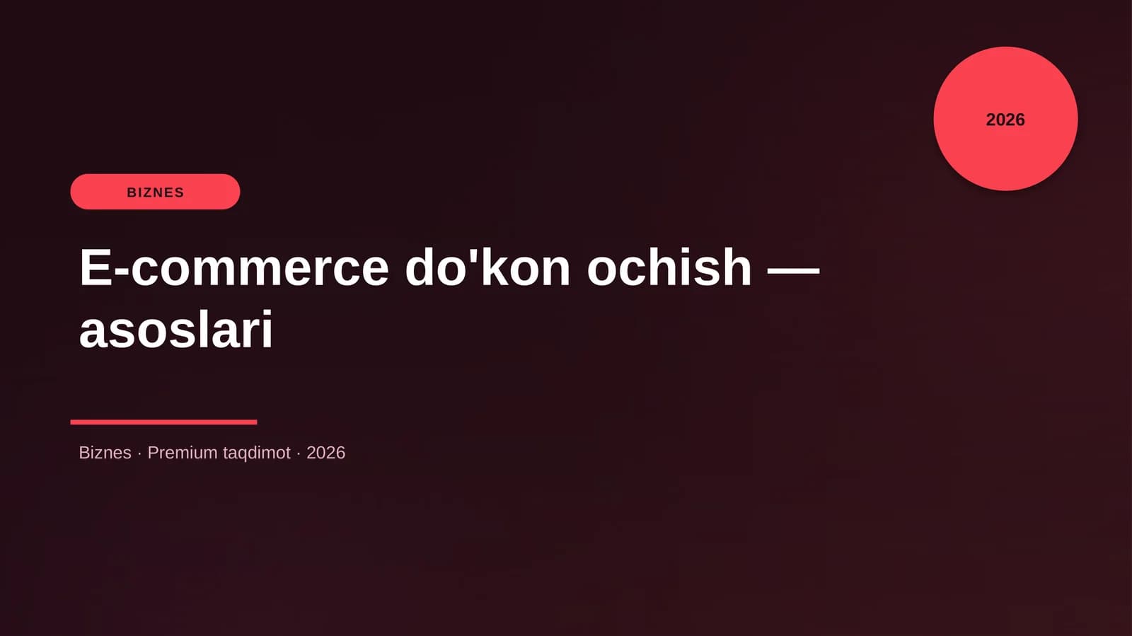 E-commerce do'kon ochish — asoslari