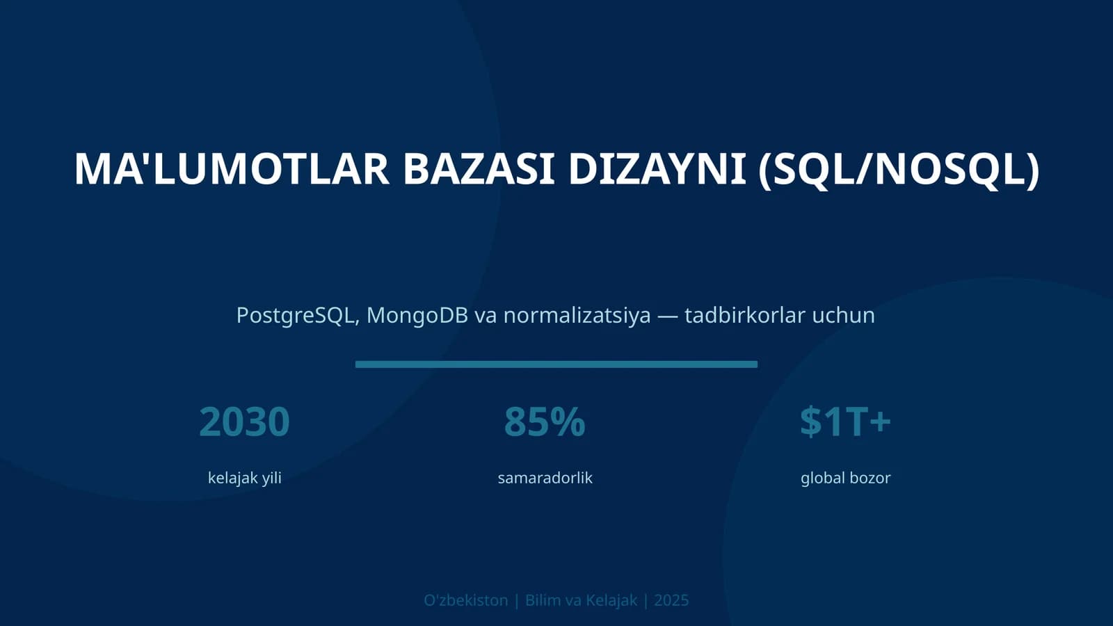 MA'LUMOTLAR BAZASI DIZAYNI (SQL/NOSQL)