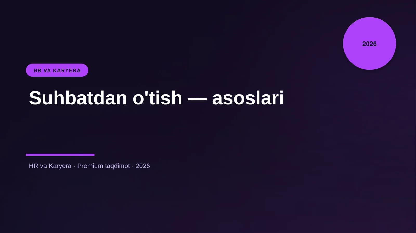 Suhbatdan o'tish — asoslari