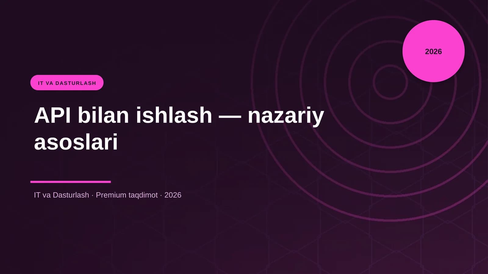 API bilan ishlash — nazariy asoslari