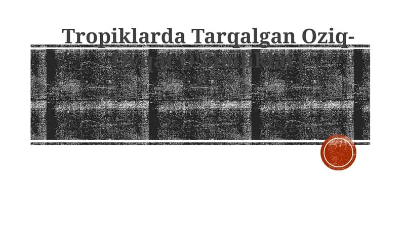 Tropiklarda Tarqalgan Oziq-Ovqat O'Simliklari