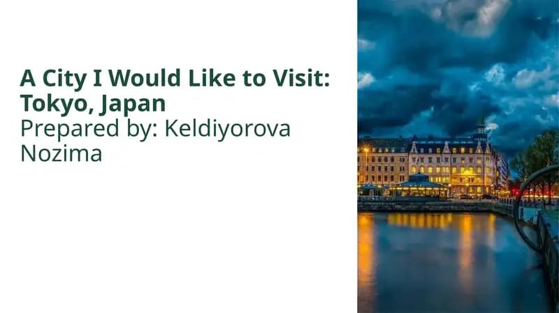 A City I Would Like to Visit: Tokyo, Japan