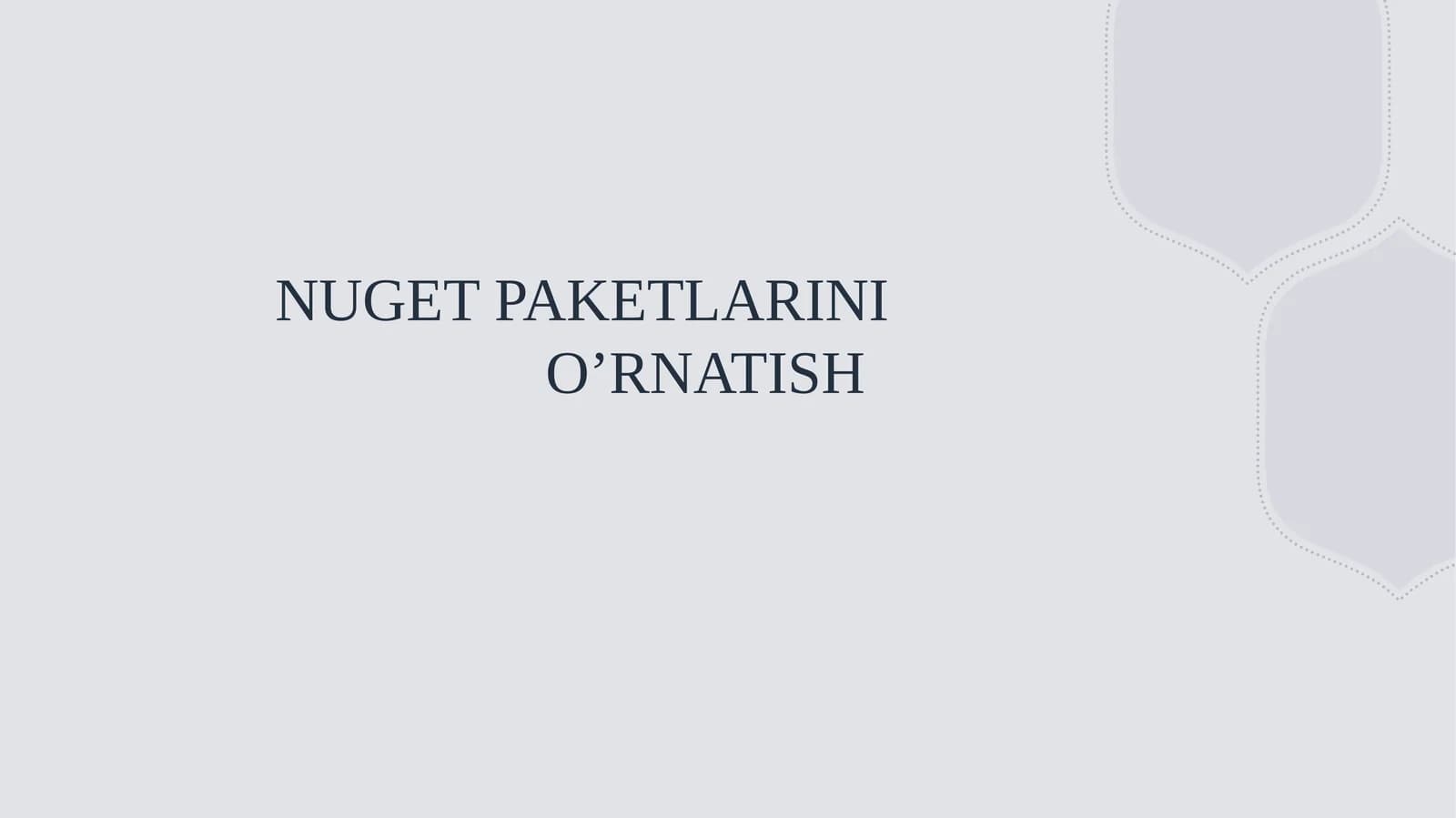 NUGET PAKETLARINI O’RNATISH