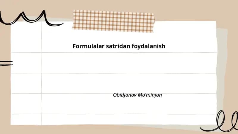 Formulalar satridan foydalanish