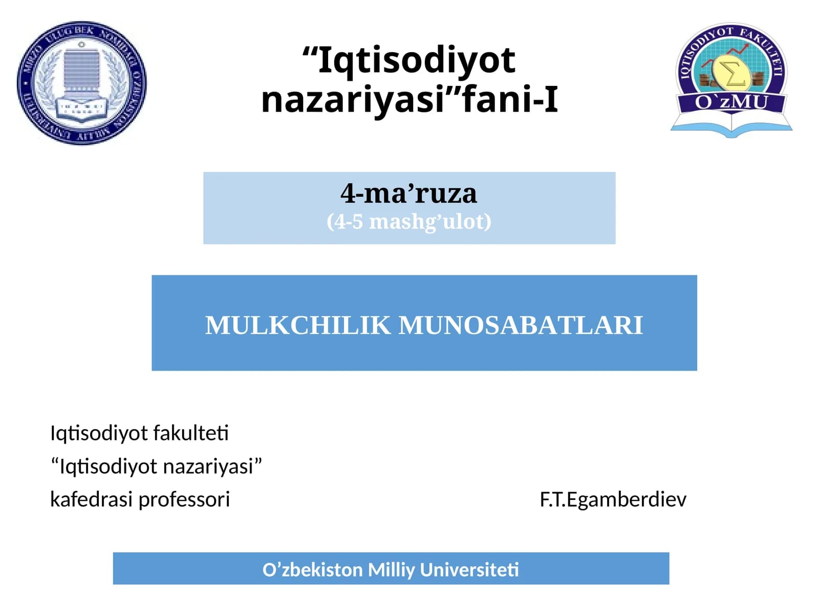 MULKCHILIK MUNOSABATLARI