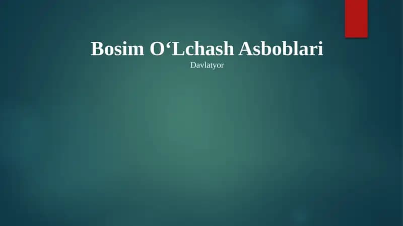 Bosim OʻLchash Asboblari