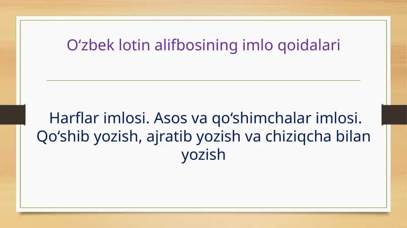 O‘zbeklotinalifbosining imlo qoidalari
