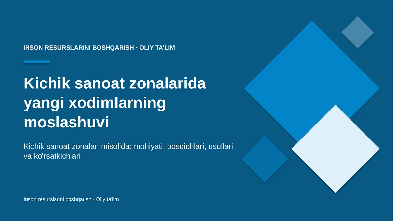 Kichik sanoat zonalarida yangi xodimlarning moslashuvi