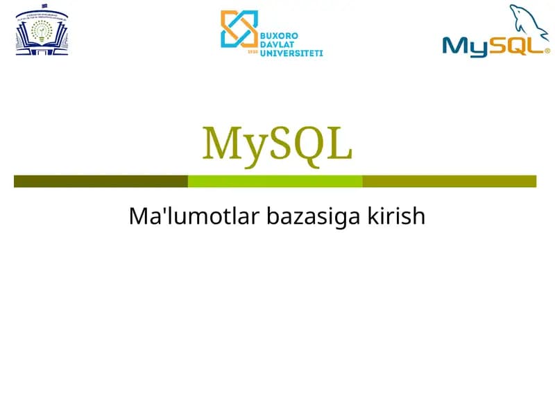 Ma'lumotlar bazasiga kirish