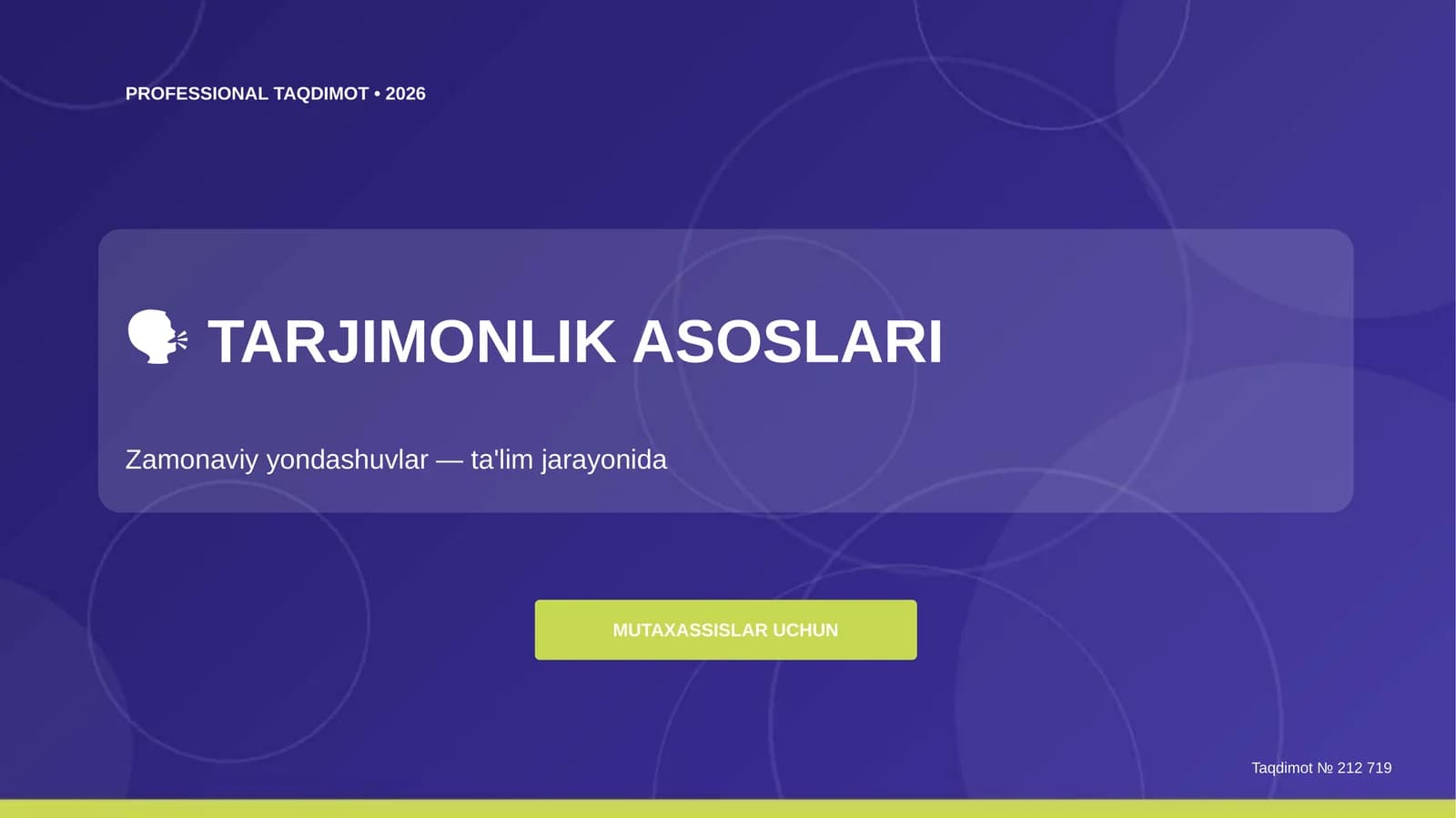 TARJIMONLIK ASOSLARI