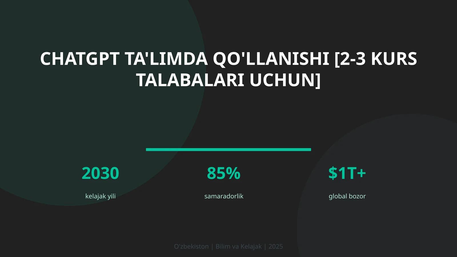 ChatGPT ta'limda qo'llanishi [2-3 kurs talabalari uchun]
