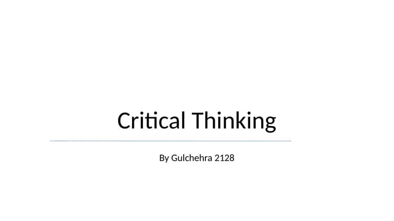 Critical Thinking