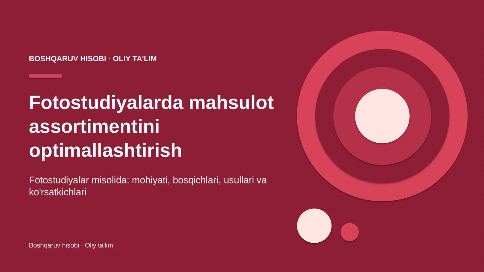 Fotostudiyalarda mahsulot assortimentini optimallashtirish