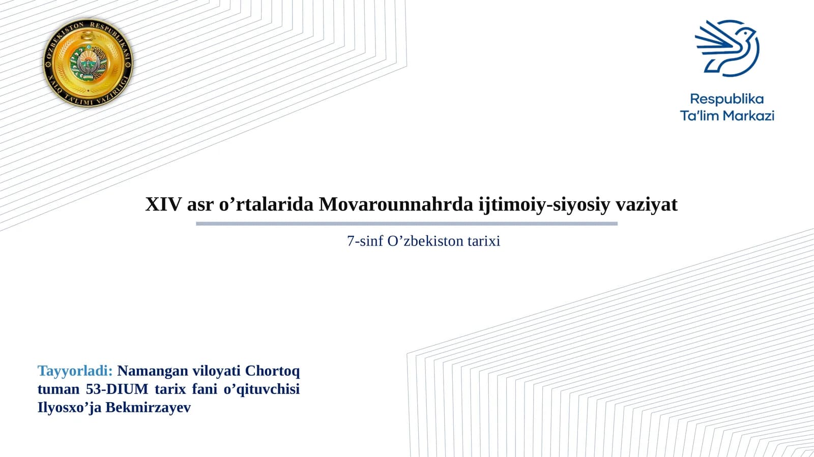 7-sinf O'zbekiston tarixi XIV asrning o'rtalarida Movarounnahrda ijtimoiy-siyosiy vaziyat
