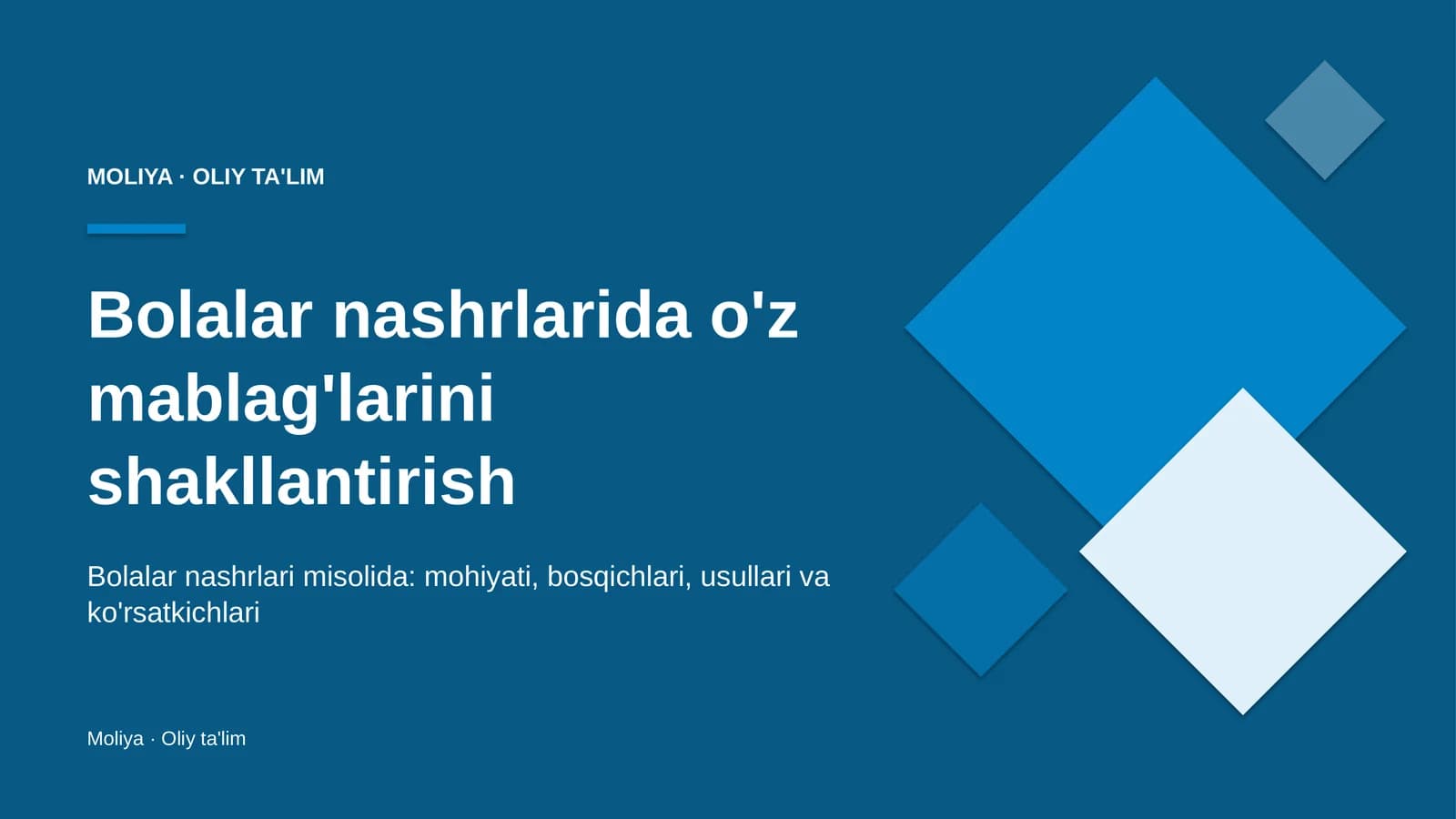 Bolalar nashrlarida o'z mablag'larini shakllantirish