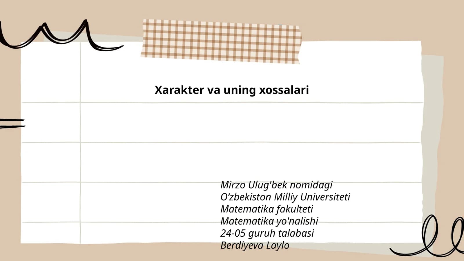 Xarakter va uning xossalari