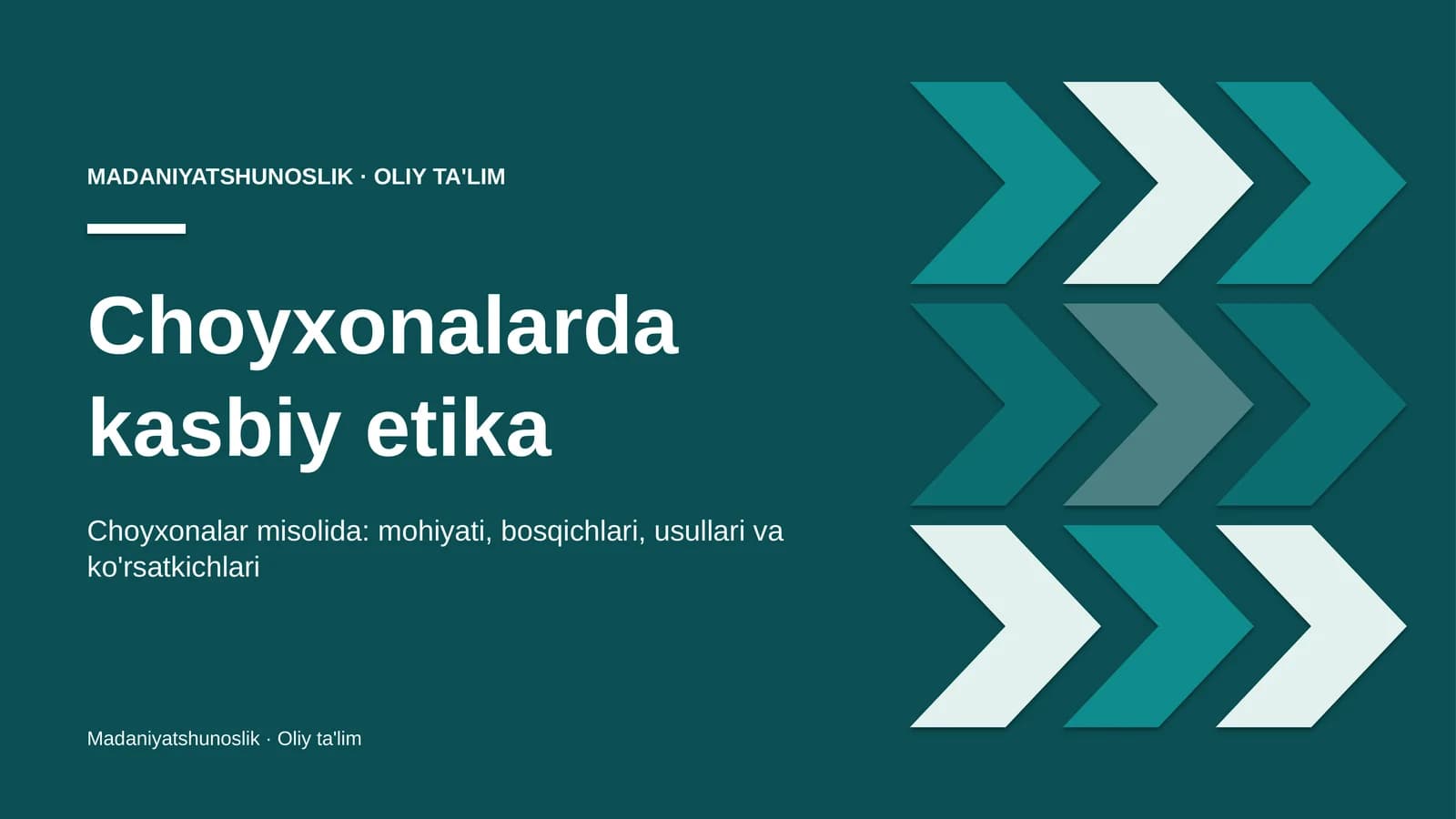 Choyxonalarda kasbiy etika