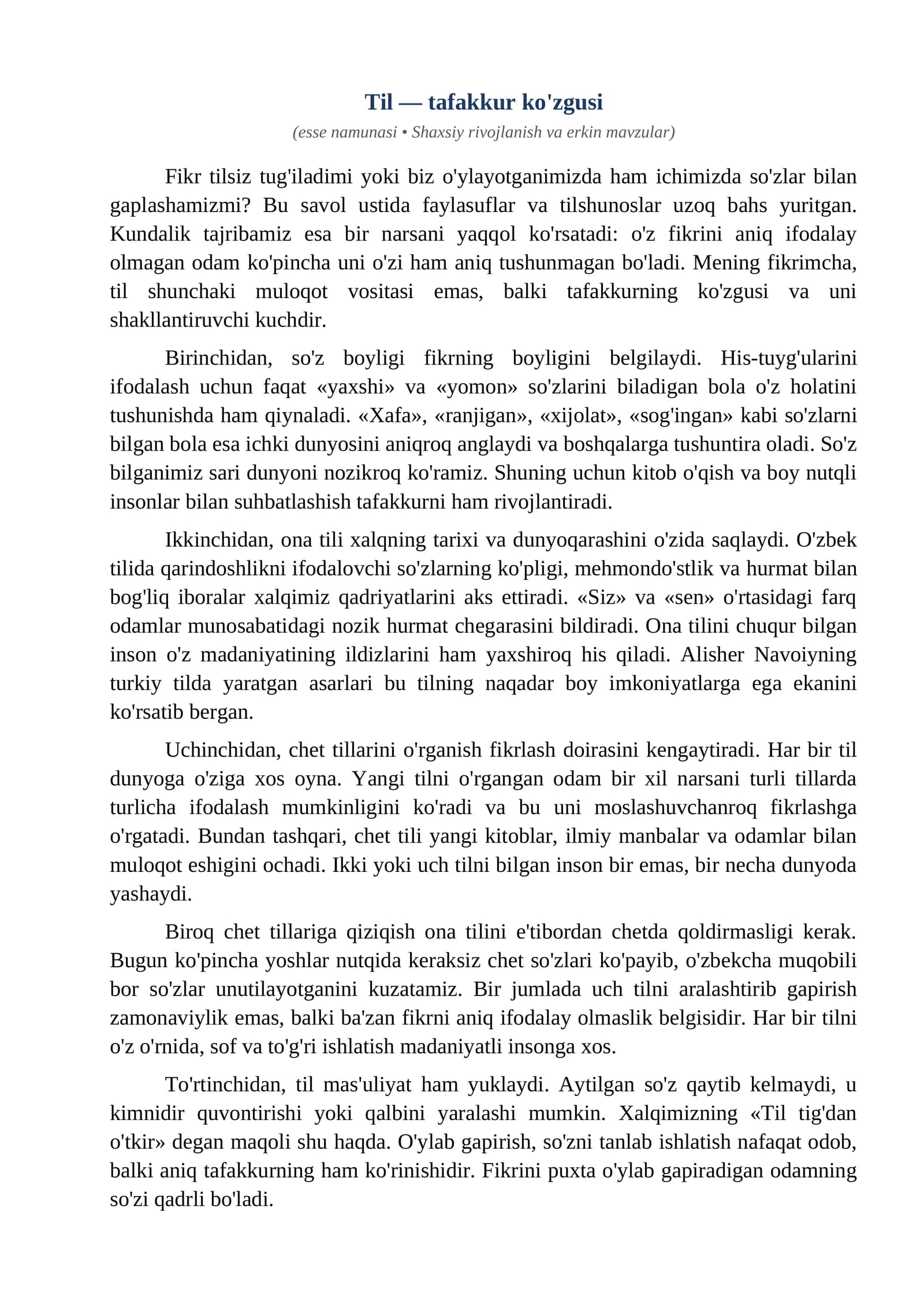 Esse Til tafakkur kozgusi