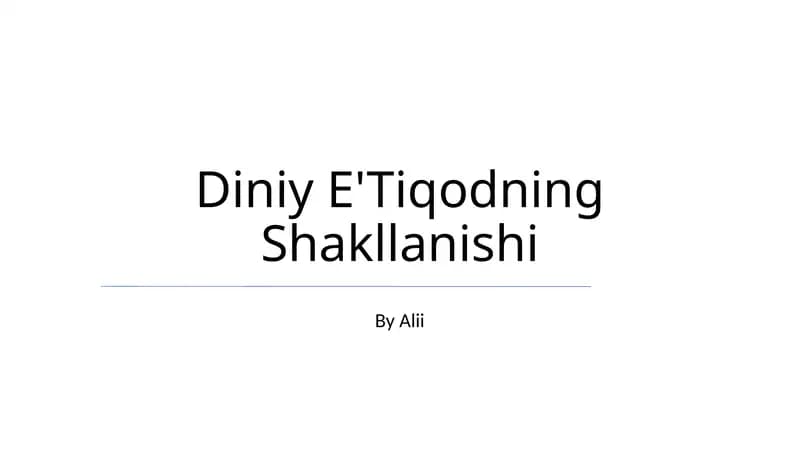 Diniy E'Tiqodning Shakllanishi