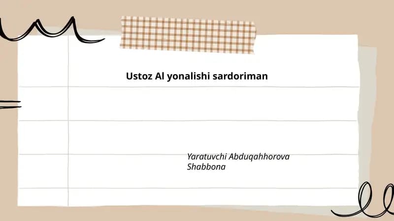 Ustoz Al yonalishi sardoriman
