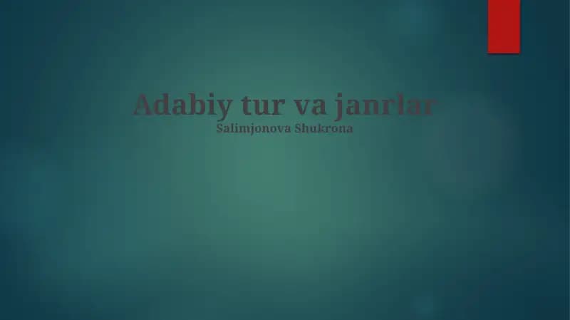 Adabiy tur va janrlar