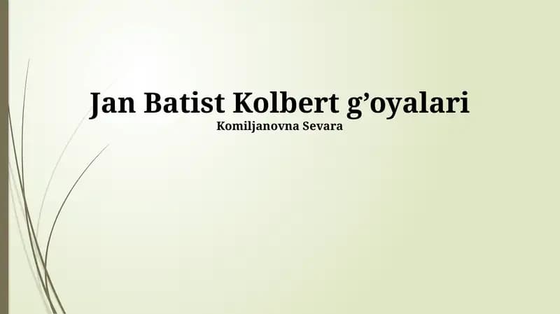 Jan Batist Kolbert g’oyalari