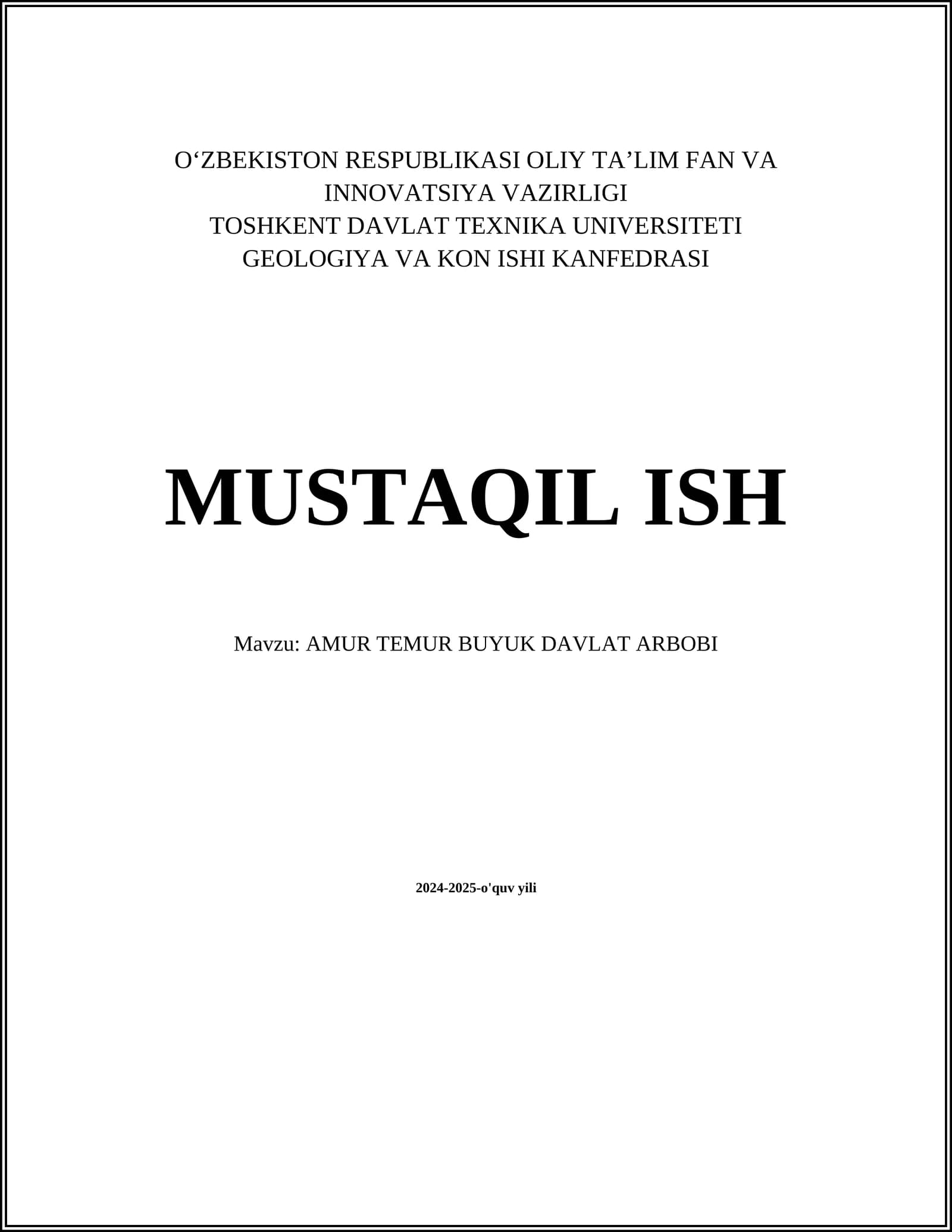 AMUR TEMUR BUYUK DAVLAT ARBOBI