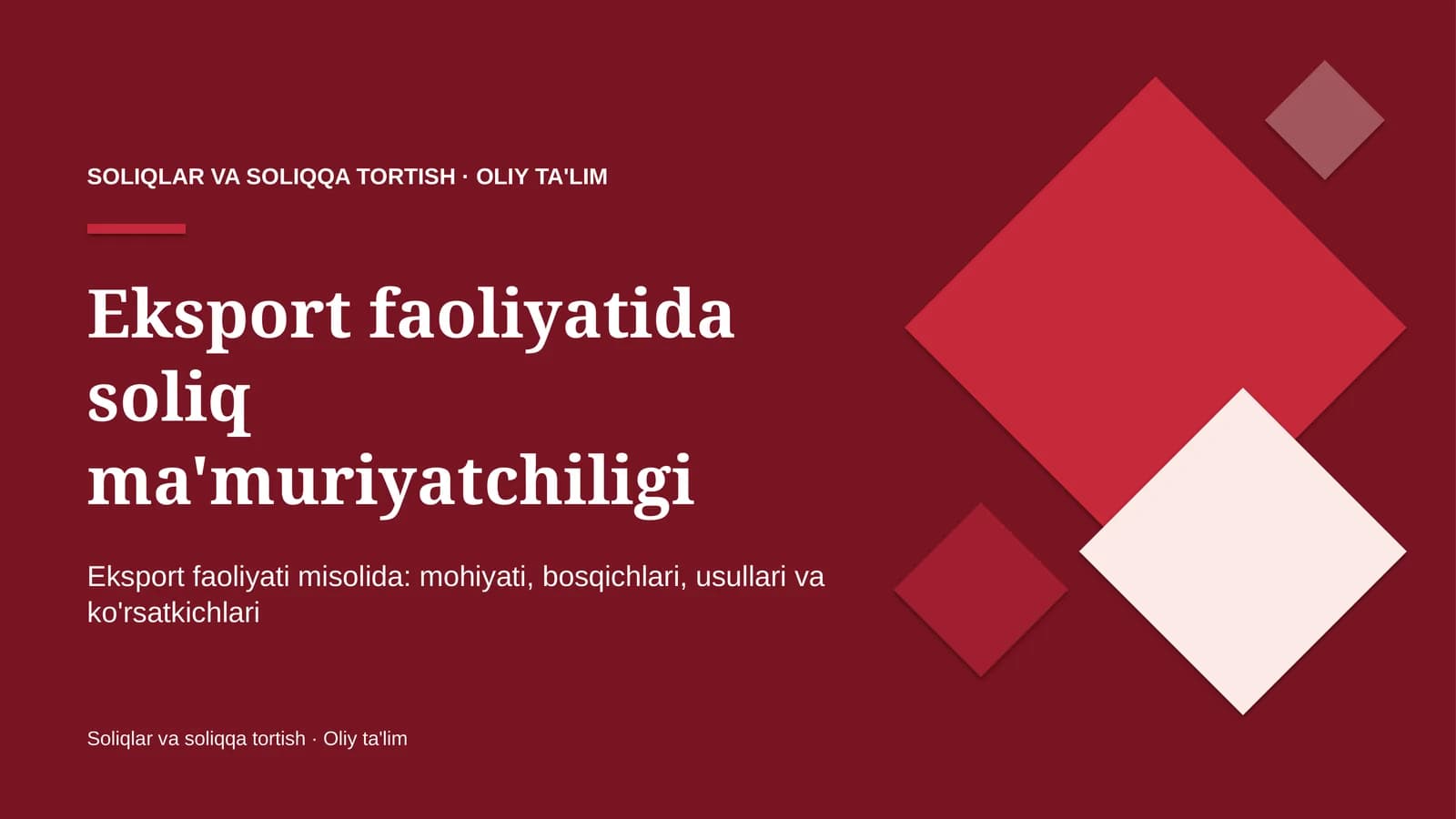 eksport faoliyatida soliq ma'muriyatchiligi 8587