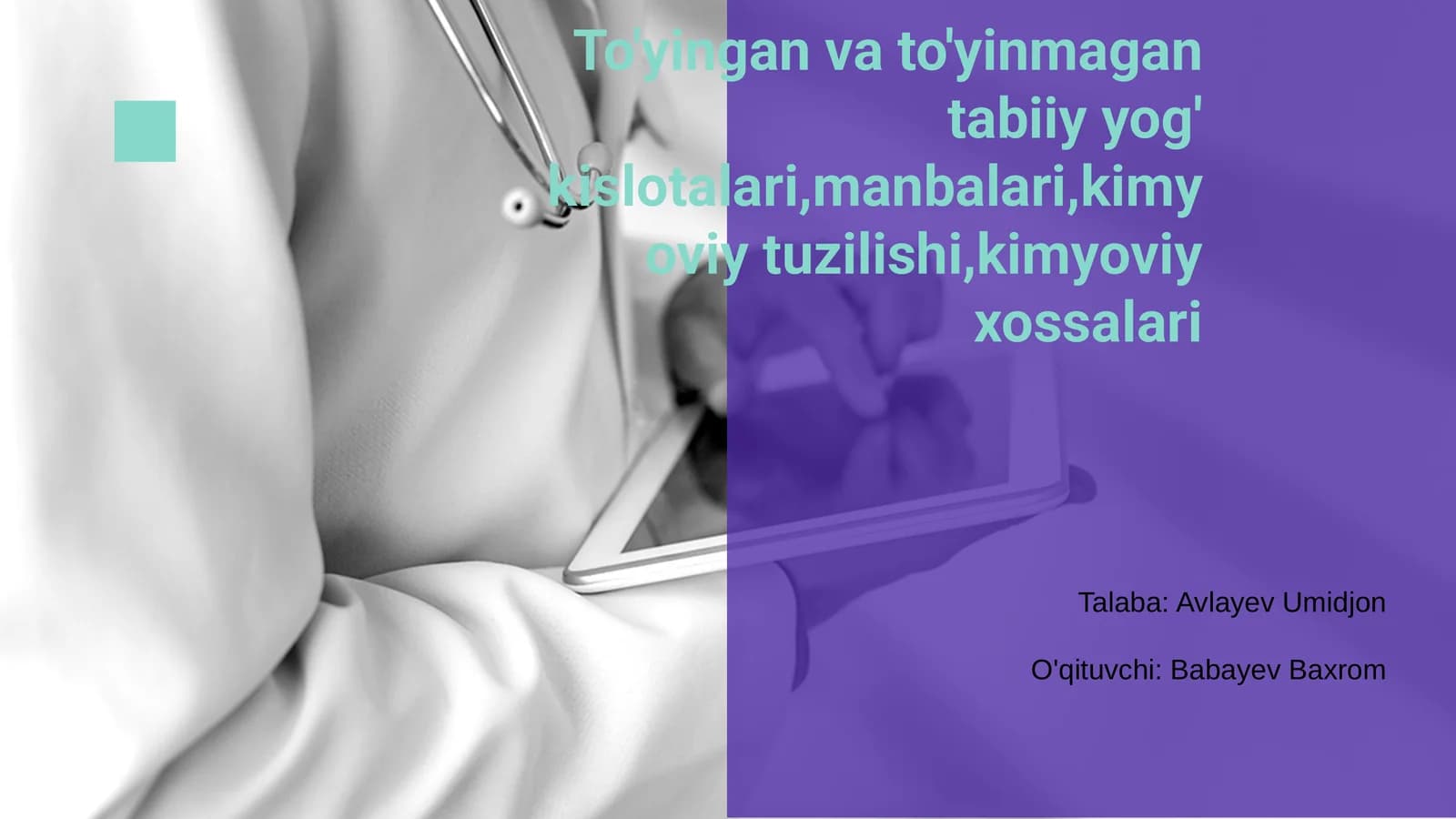 To'yingan va to'yinmagan yog' kislotalari