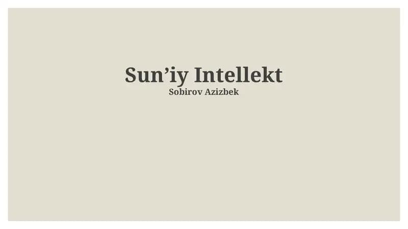 Sun'iy Intellekt
