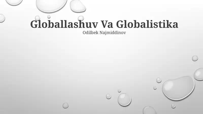 Globallashuv Va Globalistika