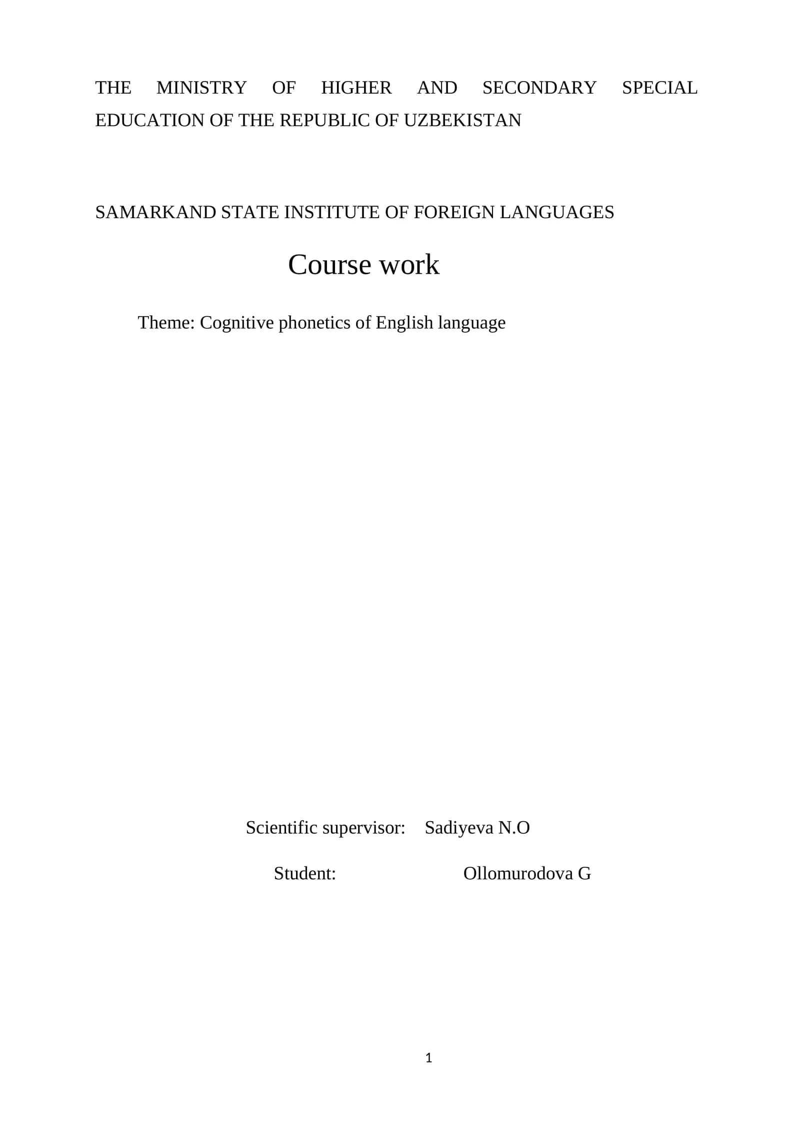 Cognitive phonetics of English language