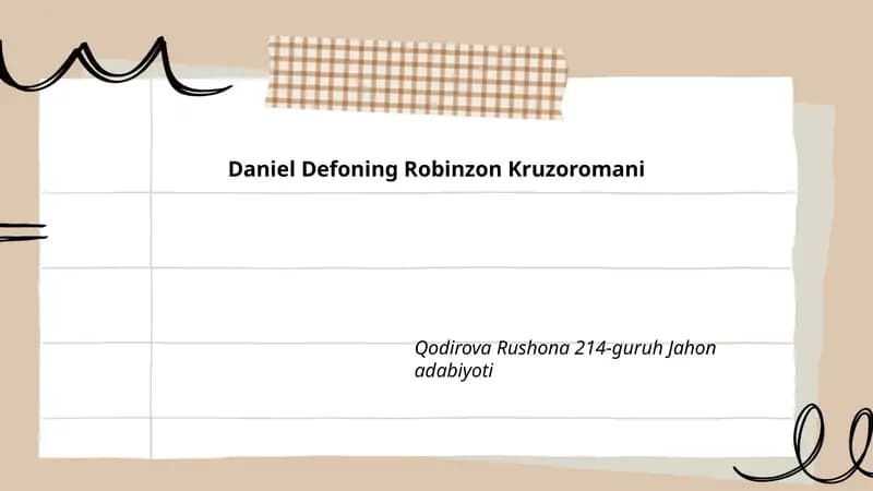 Daniel Defoning Robinzon Kruzoromani