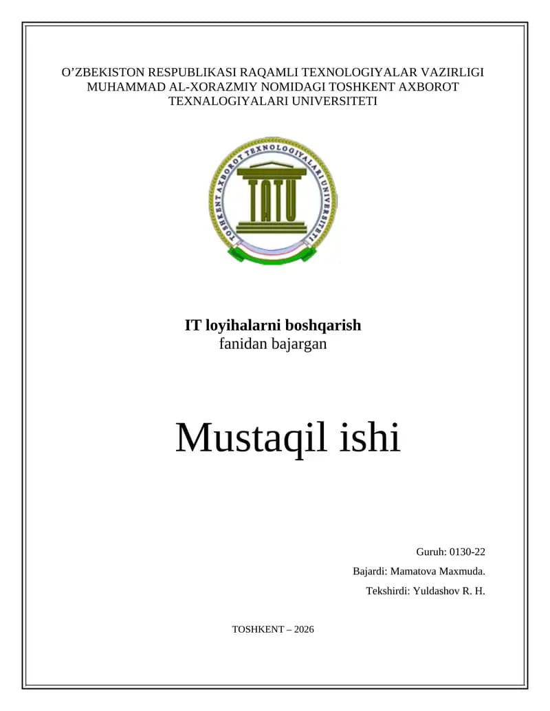 IT loyihalarni boshqarish