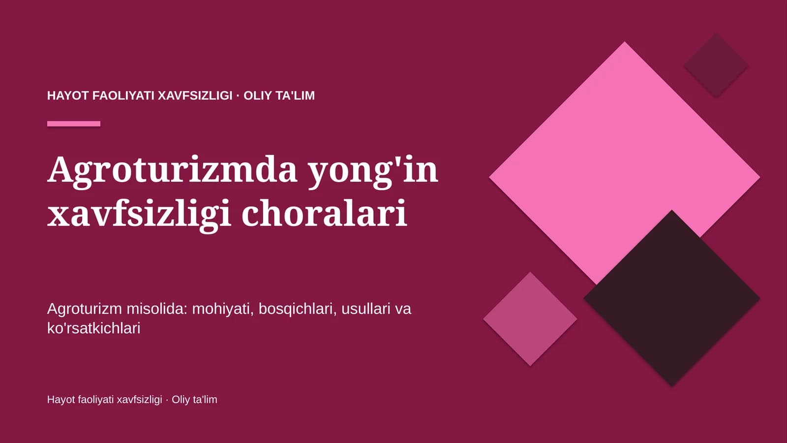 Agroturizmda yong'in xavfsizligi choralari