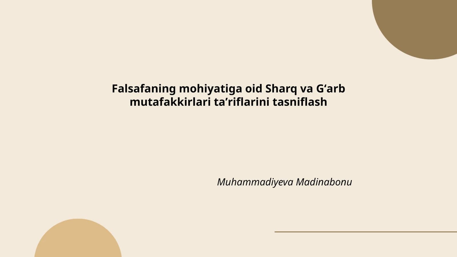 Falsafaning mohiyatiga oid Sharq va Gʻarb mutafakkirlari taʼriflarini tasniflash