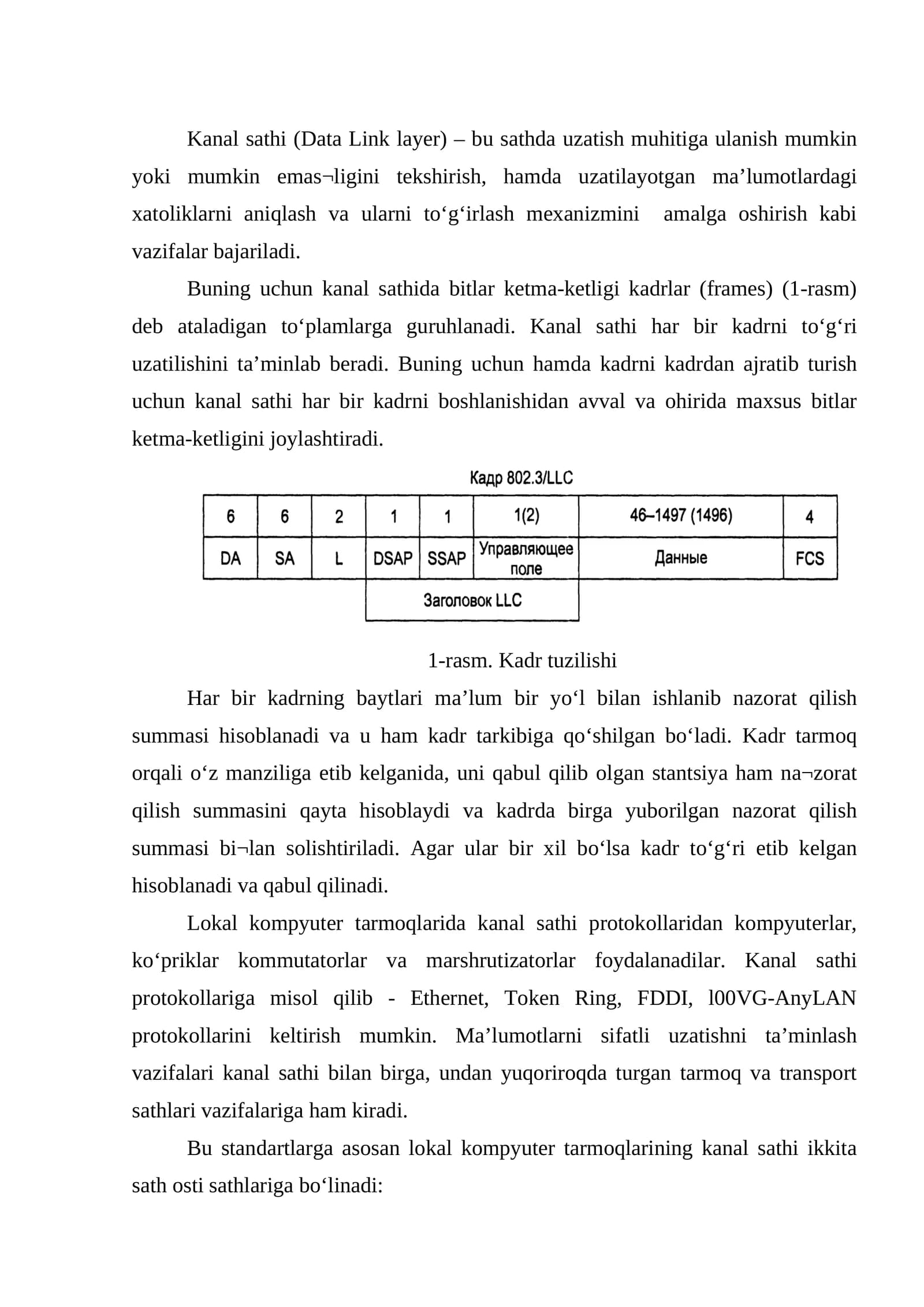 Kanal sathi (Data Link layer)