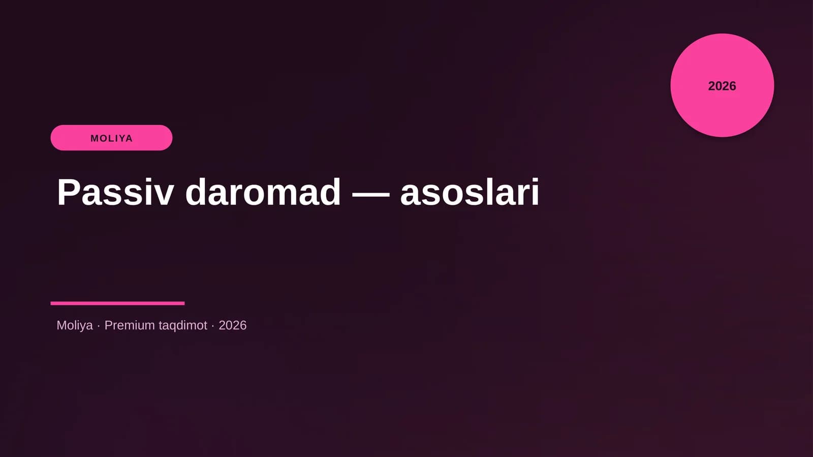Passiv daromad — asoslari