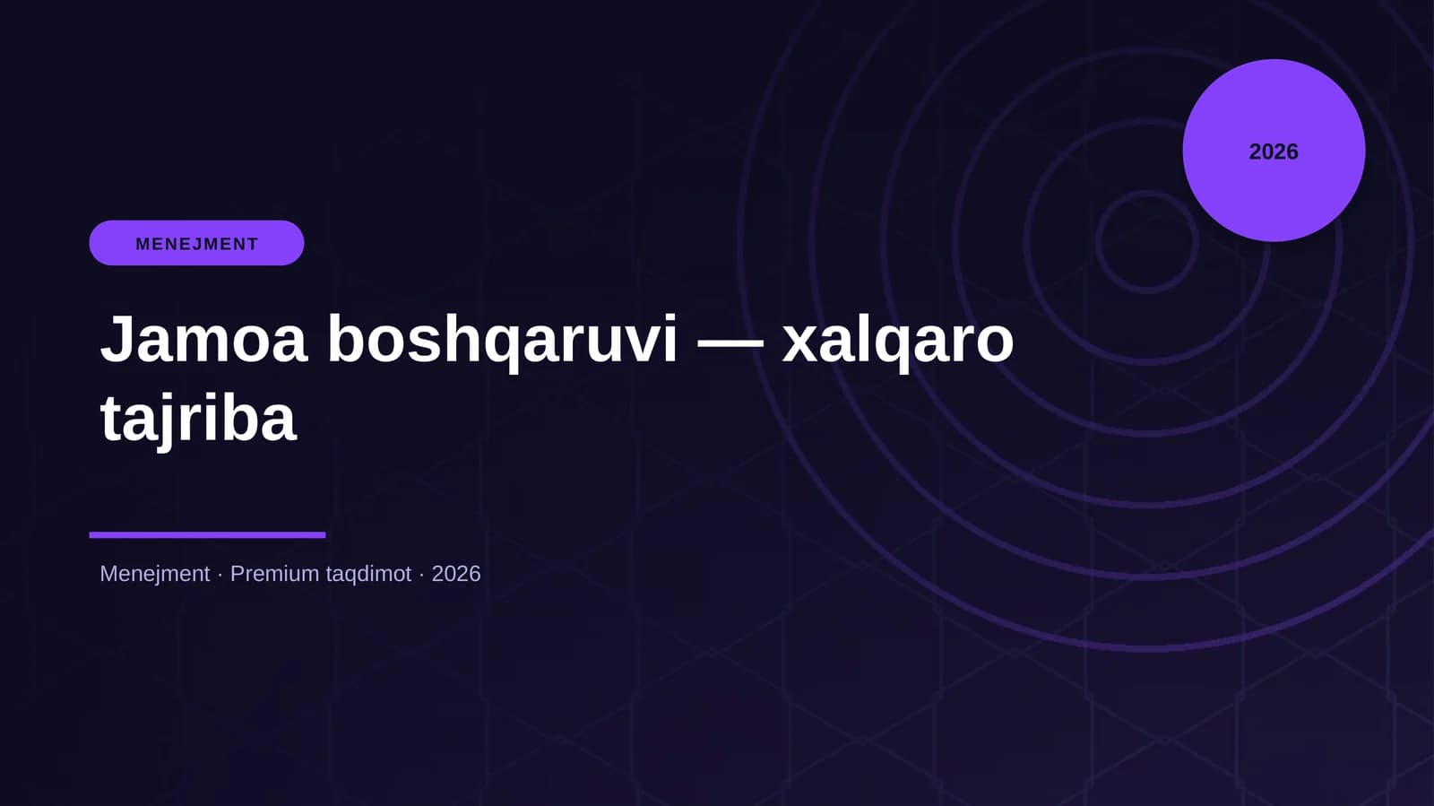 Jamoa boshqaruvi - xalqaro tajriba